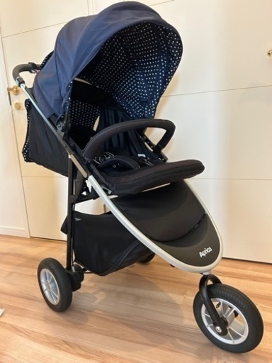 更におまけつき　※再値下げしました　Apricaアップリカ ベビーカー ３輪 スムーヴAB ネイビー/紺 2017年購入 ベビーシート 説明書付