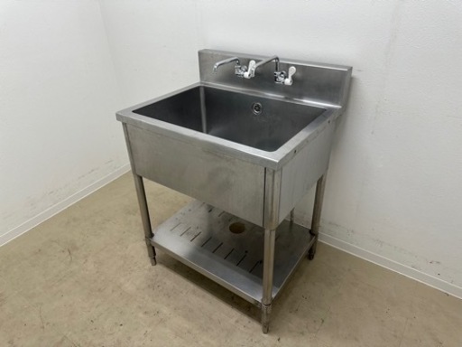 業務用　ステンレス　１槽シンク流し台　蛇口付き　店舗　飲食店　W７５０ｘD６００ｘＨ８５０ｍｍ