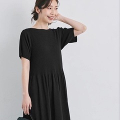 coca ポートネックサマーリブニットワンピース(黒)の画像