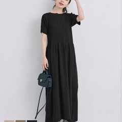 coca ポートネックサマーリブニットワンピース(黒)