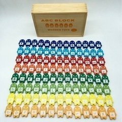 中古■ABCブロック■ブロック■木製■104ピース■８色