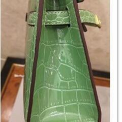 最高峰28万◆イタリア・ミラノ発*BOLINI・最上級牛革・クロコダイル※ミニケリー型・ハンドバッグ・ロデオ 馬 チャーム＆ツイリー付き★緑の画像