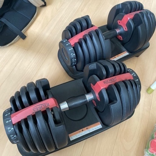 RIORES可変式ダンベル 24kg 2個セット ダイヤル式 15段階調整 アジャスタブルダンベル 筋トレ