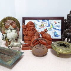 ☆★木彫り老人仙人 魚仙人 狸 信楽 縁起物 七福神 鉄器 鉄瓶...