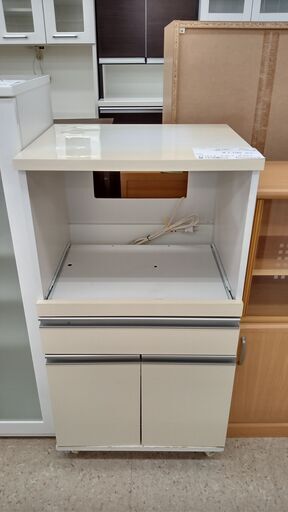 ★ジモティ割あり★  レンジ台 白 H101×D45×W54 クリーニング済み TJ1460