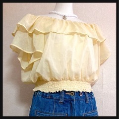 ꒰BROWNY꒱2way 肩出しOK フリル ショート丈カットソ...