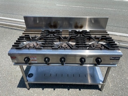 ■中古品 マルゼン5口コンロ RGT-1265C 2019年 LPガス1200ｘ600ｘ800ｍｍ 動作問題なし■