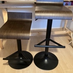 カウンターテーブル　椅子2脚セットの画像