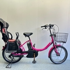 カゴ付きの子供乗せシートあり　ヤマハパスバビー　電動自転車　20インチ　お子様の送迎にも買い物にも