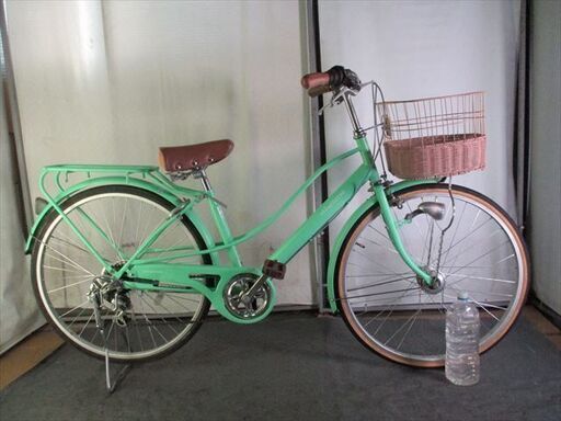 C936☆限定特価☆ 中古自転車 【26インチ 軽快車 グリーン 6段 LED