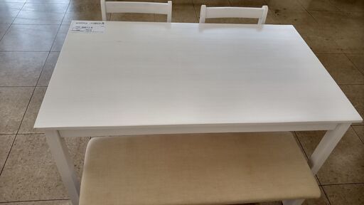 ★ジモティ割あり★  ダイニングセット 白 H73×D70×W115 クリーニング済み TJ1483
