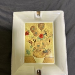 訳あり中古品☆ゴッホひまわり絵画灰皿☆アンティーク品
