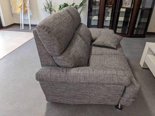 042【中古品】美品 ソファ 2人掛け ハイバックソファ クッション付き グレー