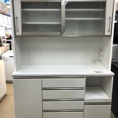 ③三幸ジャパン キッチンボード 食器棚 139cm モイス採用 フルオープン引出し スライド扉 ホワイト スチームオーブンレンジ対応 家具 インテリア 家具 収納用品 多目的収納 おしゃれ 高級家具 国産品 おしゃれ クリーニング済 堺市 石津【ジャングルジャングルサカイ石津店】