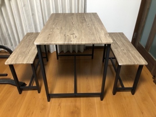 ②【数量限定】テーブル＆ベンチ３点セット(屋内用)【商談成立】