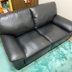 2人掛けソファー　ブラックの画像