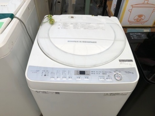 2018年製 SHARP 7.0kg 洗濯機 ES-GE7B-W