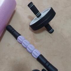 ダイエットグッズセット ポール 腹筋ローラー コロコロの画像