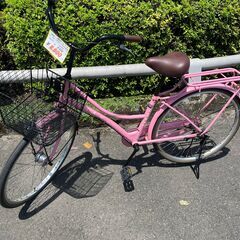 【リサイクルショップどりーむ鹿大前店】No.935　自転車　ママチャリ　ピンク　カゴ付き　ベル付き　荷台付き　美品　LEDオートライト付き