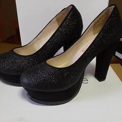 黒ラメパンプス　未使用の画像