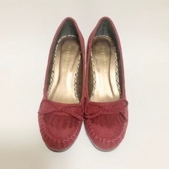 パンプス レッド M ( 22.5 ~ 23 cm ) 靴 レディース 赤 ヒール 6cmの画像