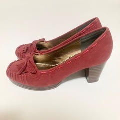 パンプス レッド M ( 22.5 ~ 23 cm ) 靴 レディース 赤 ヒール 6cmの画像