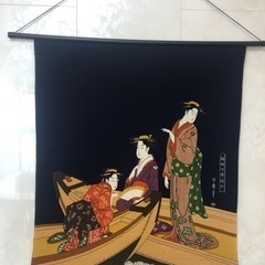 浮世絵ちりめん　風呂敷　隅田川宵月の舟遊び