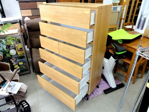ニトリ 6段 ハイチェスト クエス 幅79×奥41×高130㎝ タンス 整理 収納 家具 ナチュラル系 札幌市 中央区 南12条