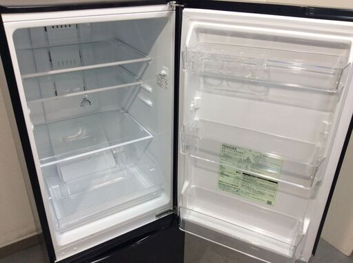 (10/23受渡済)JT7288【TOSHIBA/東芝 2ドア冷蔵庫】美品 2019年製 GR-P15BS-K 家電 キッチン 冷蔵冷