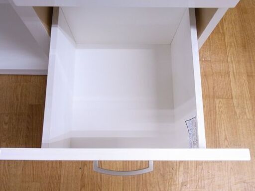 ミドルレンジボード 幅80×奥行40×高さ82㎝ ホワイト エナメル調 収納棚 キッチンボード 札幌市 西岡店