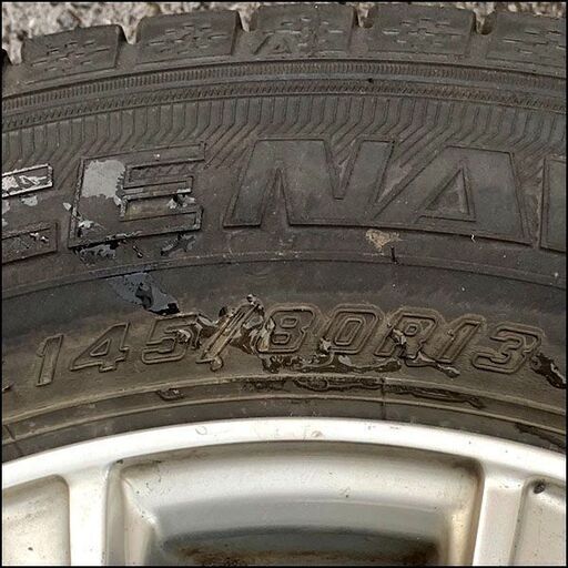 グッドイヤー アイスナビ 145/80R13 アルミ付きスタッドレス4本セット 2021年34週製造