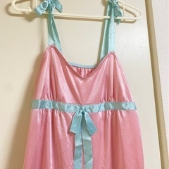 マカロンカラー シルキー キャミソール ルームウェア ベビーピンク ベビーブルーの画像