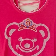 valentine's high ホットピンク ビジュー付き テディベア トップス Tシャツ ギャル服の画像