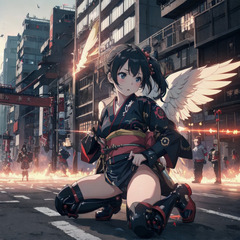 画像生成AI 黒髪少女 着物 