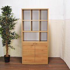 【東4/10】≪zyt1062ジ≫ ハイタイプキャビネット クレオ85フリーボード ナチュラル 幅85/高さ180 オープンキャビネット/リビング 50706-04の画像
