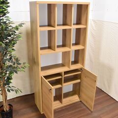 【東4/10】≪zyt1062ジ≫ ハイタイプキャビネット クレオ85フリーボード ナチュラル 幅85/高さ180 オープンキャビネット/リビング 50706-04の画像