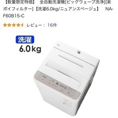 お取引決定◎ Panasonic 6.0kg 全自動洗濯機 ニュアンスベージュ NA-F60B14-C