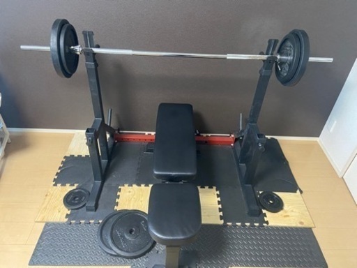 ベンチプレスセット バーベル プレート100kg 可変ベンチ