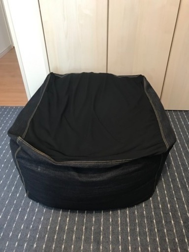 【美品】無印良品　体にフィットするクッション　デニムカバー付き　ビーズクッション