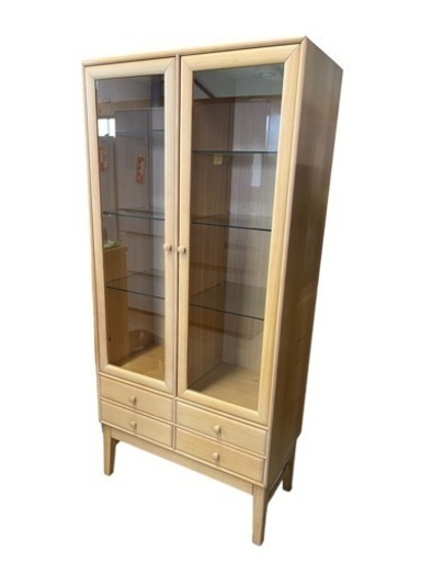 NO.767 ガラスキャビネット 引き出し付き 木製