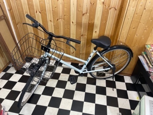 asahi 自転車　Tハンドル　ホワイト　鍵付き　通勤・通学
