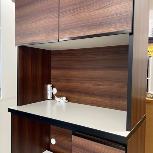 【超美品‼️】大川家具ブランド(土井インテリヤ工業) 89cm幅キッチンボード 食器棚 収納家具 木目調ダークブラウン♪