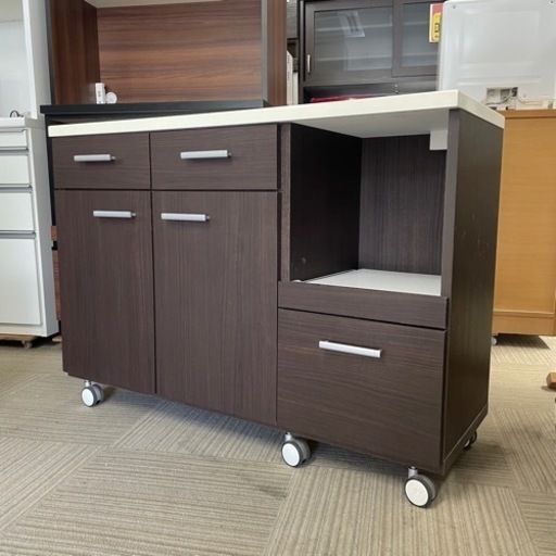 美品‼️】ニトリ 120cm幅キッチンカウンター キャスター付き 食器棚