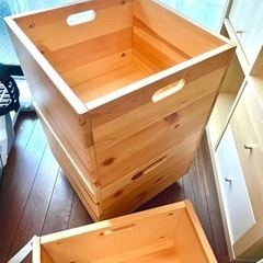 無印良品 パイン材収納BOXキャスター付き 4個セットの画像