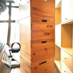 無印良品 パイン材収納BOXキャスター付き 4個セットの画像
