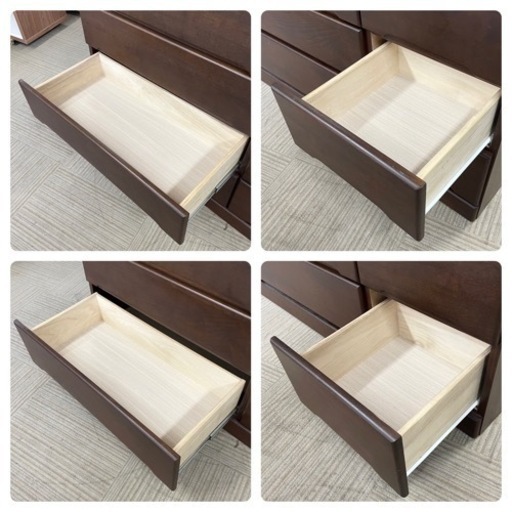 【超美品‼️】大川家具(サンウッディ) 120cm幅4段ローチェスト タンス 衣類収納家具 木製ダークブラウン♪
