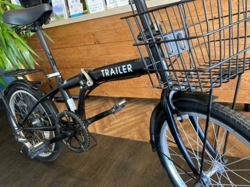 取引中【チェーン新品！】6段変速　カゴ付き20インチ折りたたみ自転車　マットブラック　名古屋プレミアム商品券×金鯱マネー参加店舗