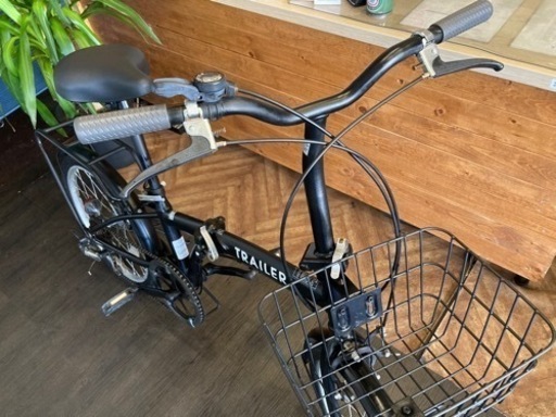 取引中【チェーン新品！】6段変速　カゴ付き20インチ折りたたみ自転車　マットブラック　名古屋プレミアム商品券×金鯱マネー参加店舗