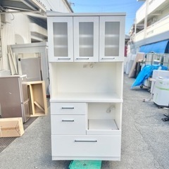 🌟激安‼️ニトリホワイト食器棚キッチンボード　キッチン収納　幅8...