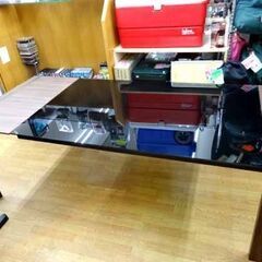お値下げ！ダイニングテーブル 伸長式 幅160～200㎝ ニトリ ダヴィンチ ガラス天板 テーブル ダークブラウン/ブラック 西岡店の画像